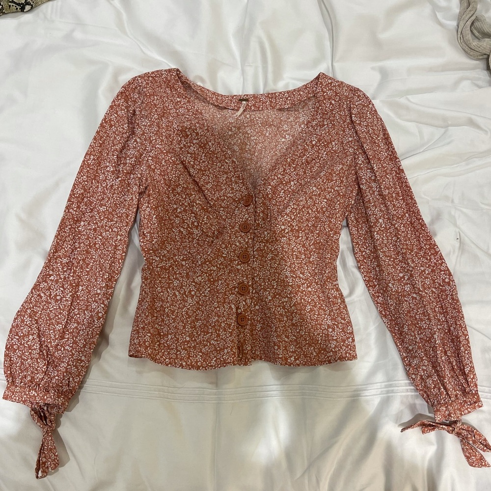 Floral Free People Long Sleeve Blouse